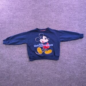 VTG Disney Walt Disney World Mickey Mouse Sweatshirt Kids XXS Blue Graphic Logo